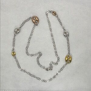 NWOT Tri Color Sterling Silver Gold Plate Infinity Symbol Designer Necklace